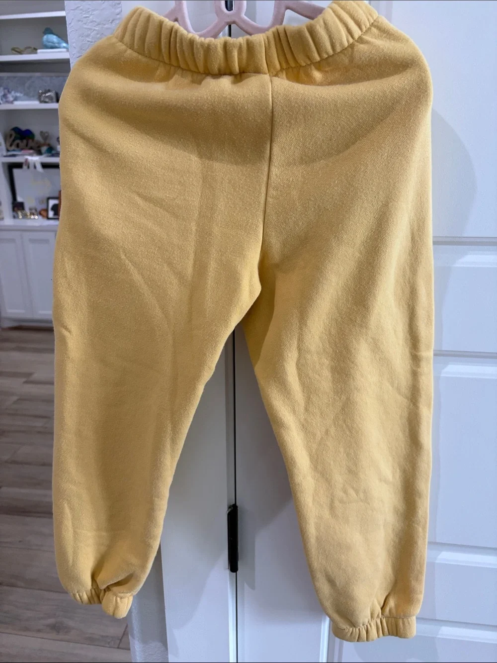 GAP Kids SzS (6-7) Yellow Fleece Joggers with Pink Drawcord